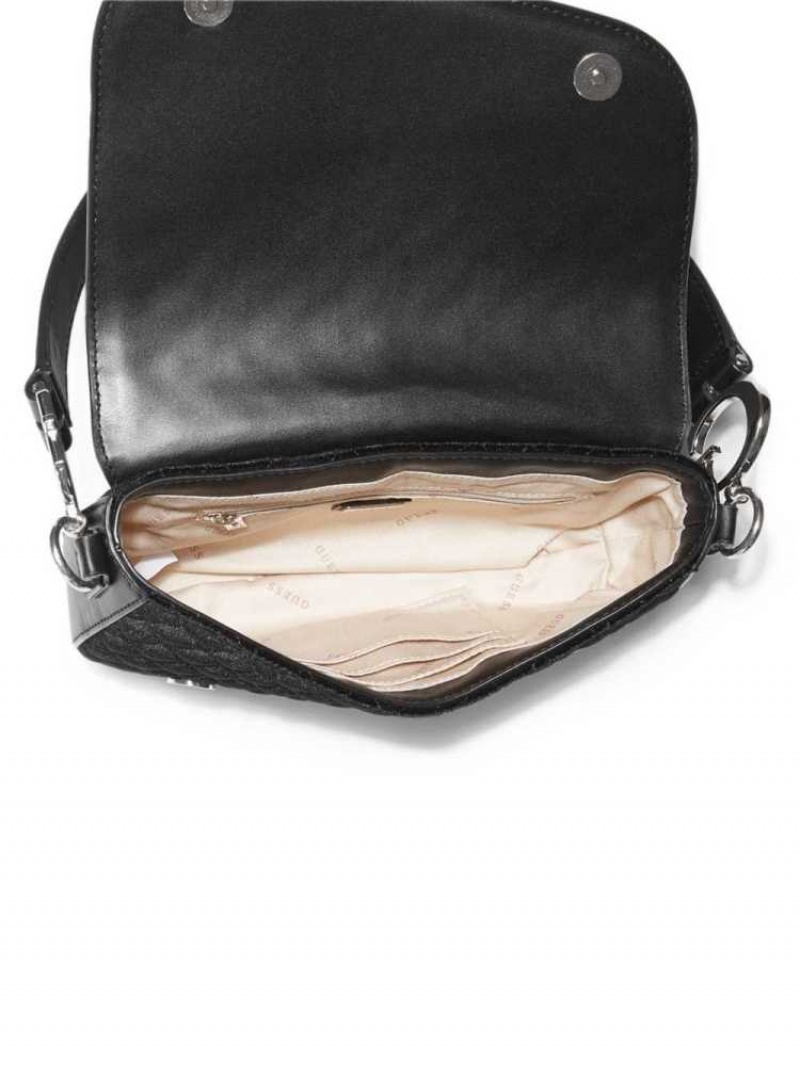 Sac Porté Épaule Guess G-Dream Velvet Flap Femme Noir | 80294-GWXR