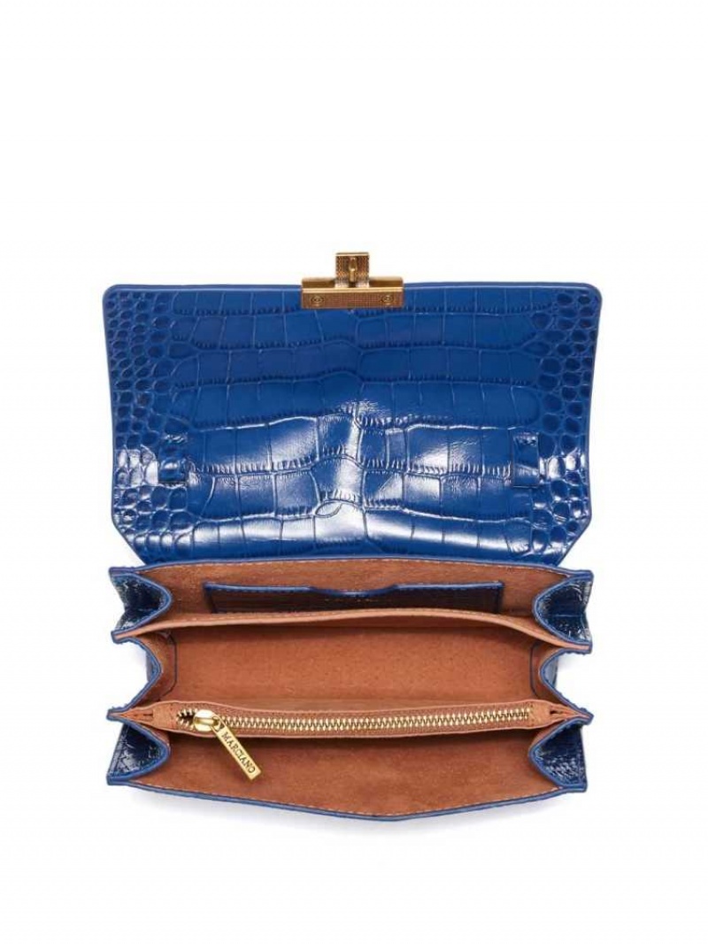 Sac a Main Guess Crocodile Crossbody Flap Femme Bleu Multicolore | 37645-LZAQ