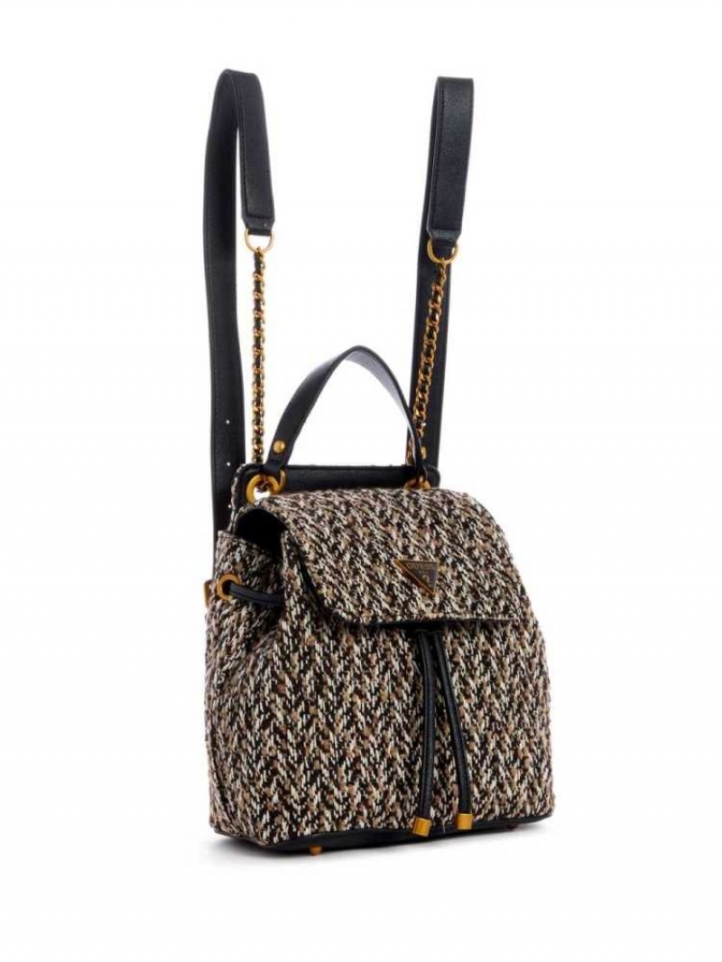 Sacs à Dos Guess Cessily Tweed Convertible Femme Grise Blanche | 36572-CTLS