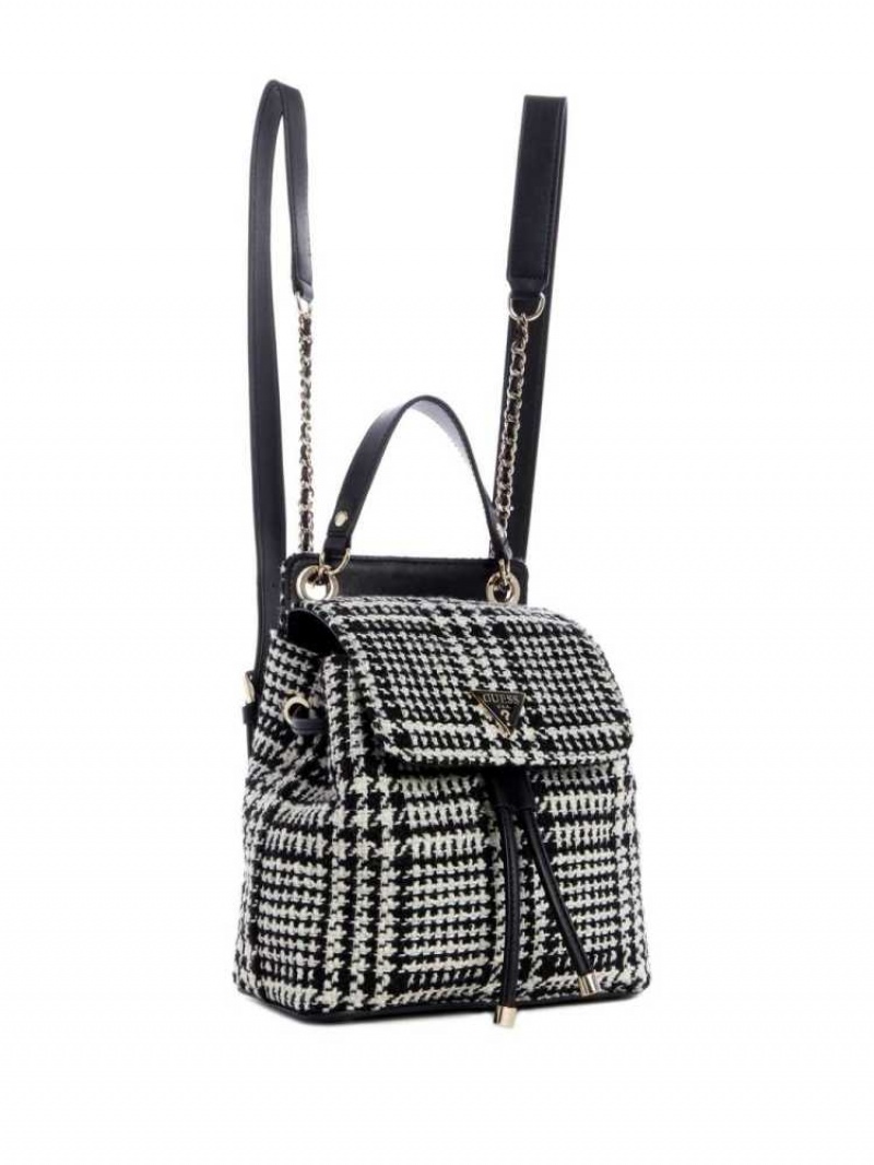 Sacs à Dos Guess Cessily Tweed Flap Femme Lavage | 36541-QGVF