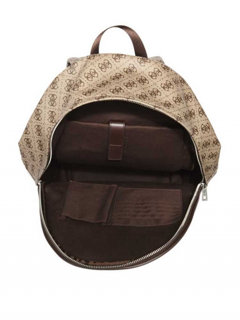 Sacs à Dos Guess Kevin Logo-Print Femme Marron | 94328-FWEY