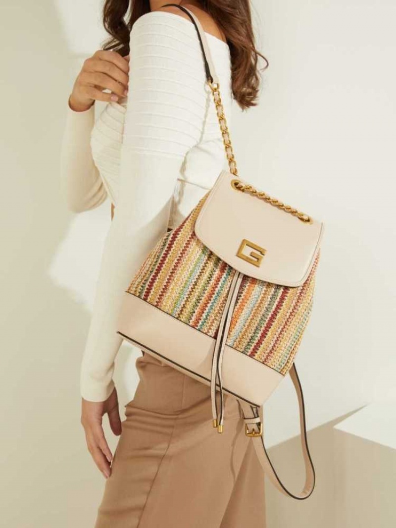 Sacs à Dos Guess Kimi Femme Beige Clair | 48596-SDBE