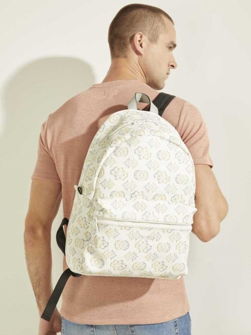 Sacs à Dos Guess Quatro Homme Blanche Multicolore | 48752-JWFL