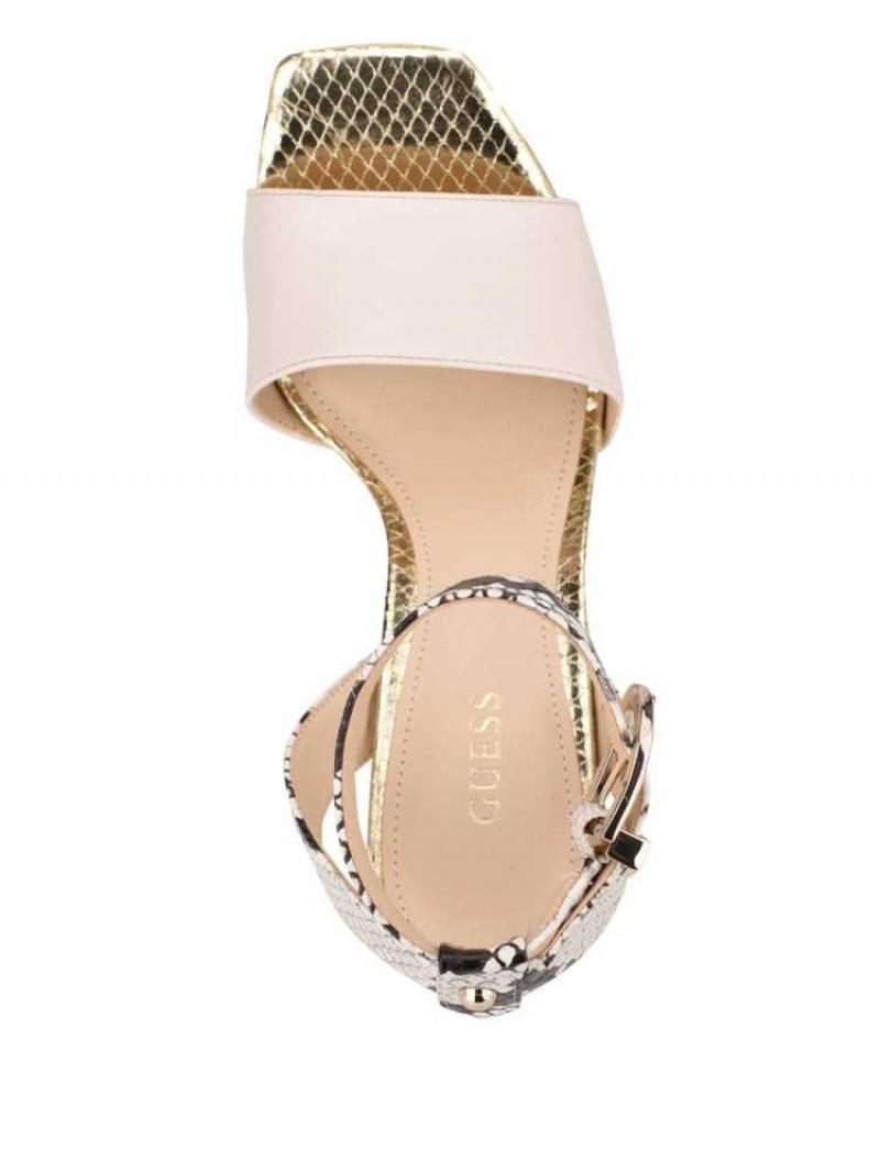 Sandale Plateforme Guess Rippa Croc Plateforme Femme Blanche Multicolore | 47203-ICKS