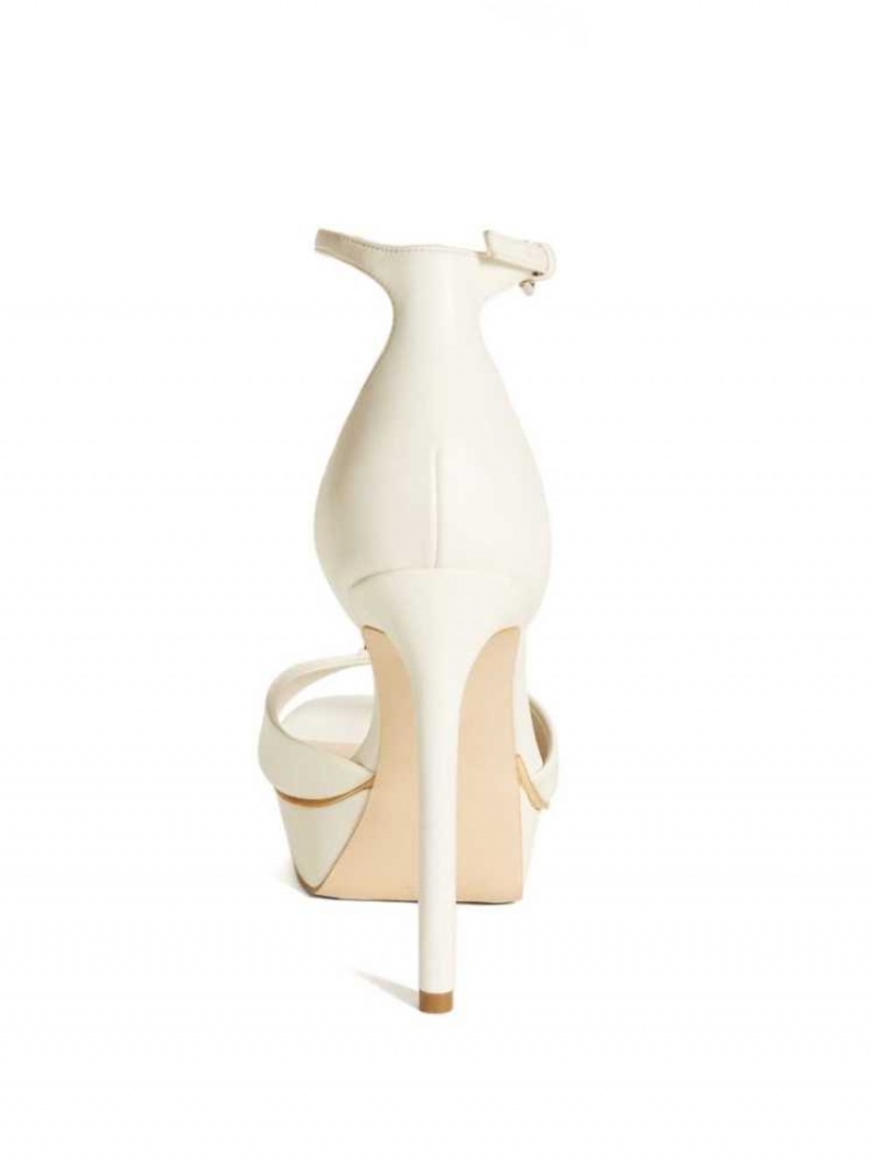 Sandales à Talons Guess Ellsyn Peep-Embout Stilettos Femme Blanche | 03265-NXAT