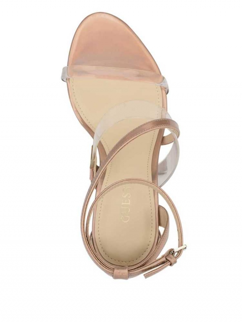 Sandales à Talons Guess Felecia Transparent Talons Femme Beige Multicolore | 27401-NJXM