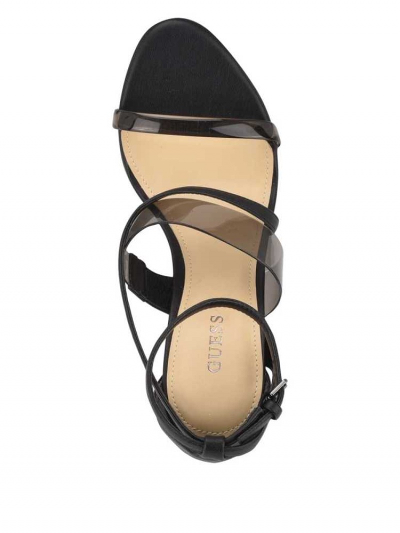 Sandales à Talons Guess Felecia Transparent Talons Femme Noir | 07613-GLBM