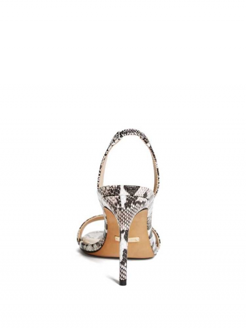 Sandales à Talons Guess Single Brides Python Heel Femme Noir Multicolore | 58231-BHYT