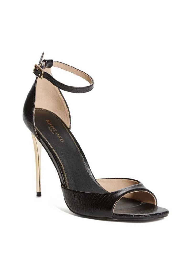 Sandales à Talons Guess Talons Peep-Embout Femme Noir | 04615-QXOC