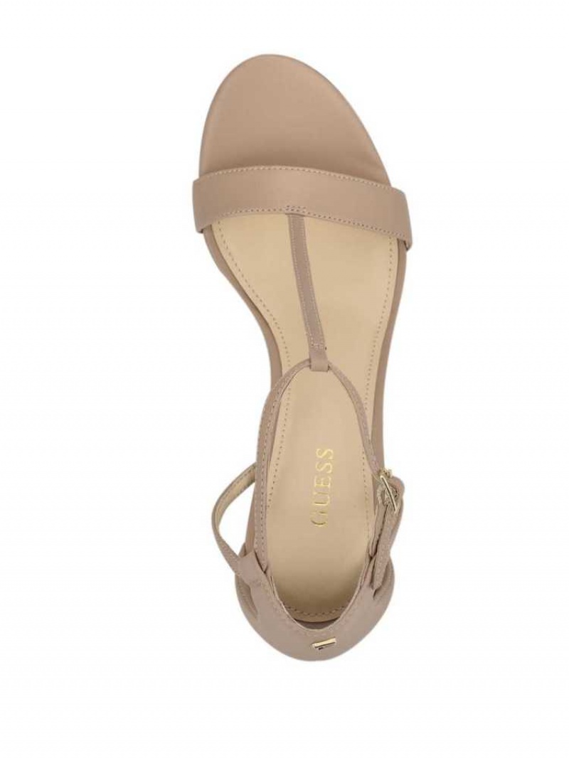 Sandales à Talons Guess Tecru T-Brides Stilettos Femme Beige | 58369-RXGC