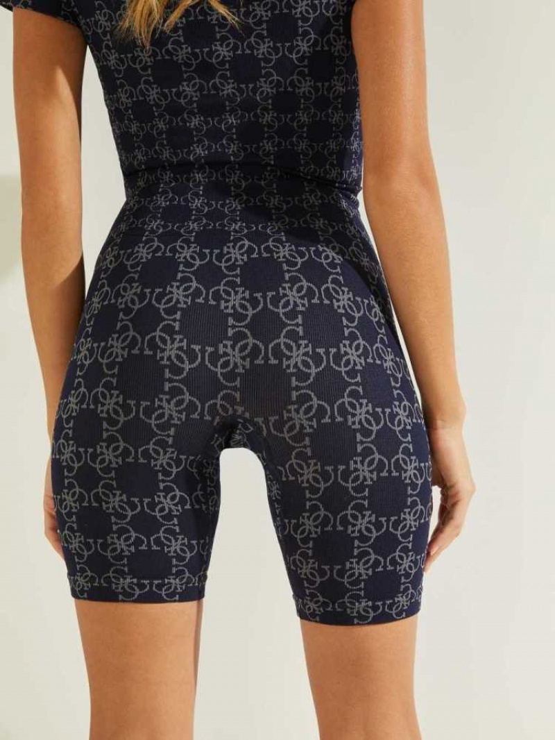 Short Guess Della Logo Print Femme Bleu Marine | 64352-NHQM