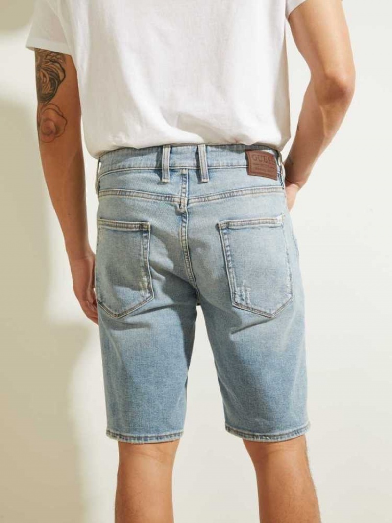 Short Guess Distressed Slim Denim Homme Bleu Clair | 53176-BLGX