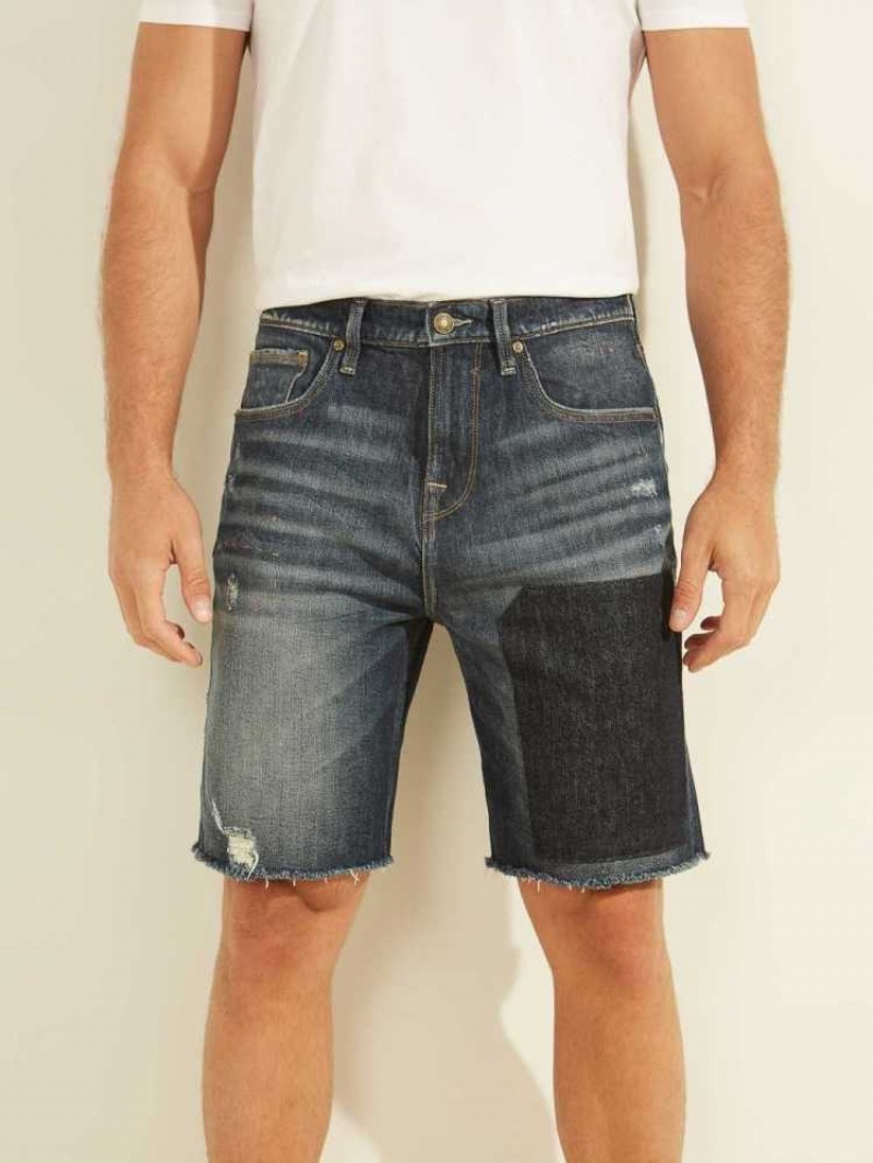 Short Guess Eco Patch Denim Homme Bleu | 61073-DGHR