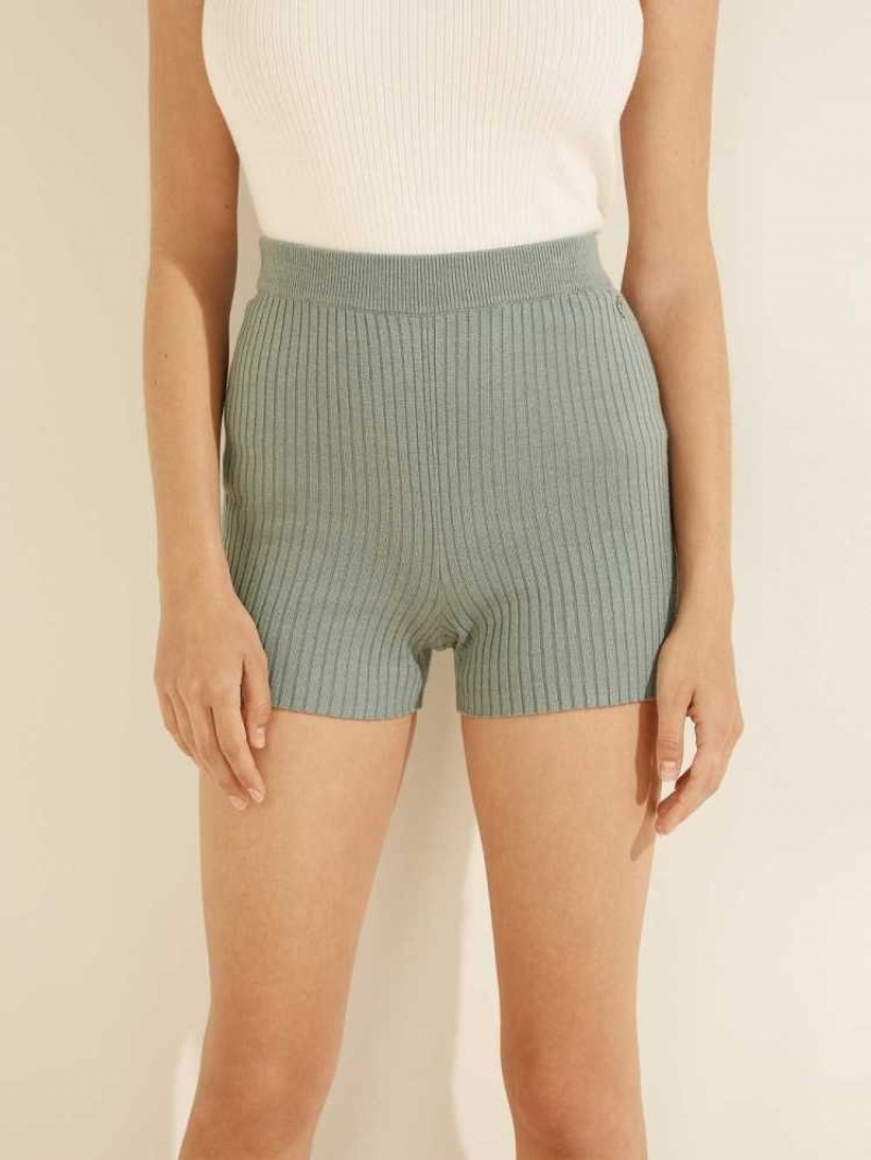 Short Guess Emili Nervuré Femme Turquoise | 37296-RBWI