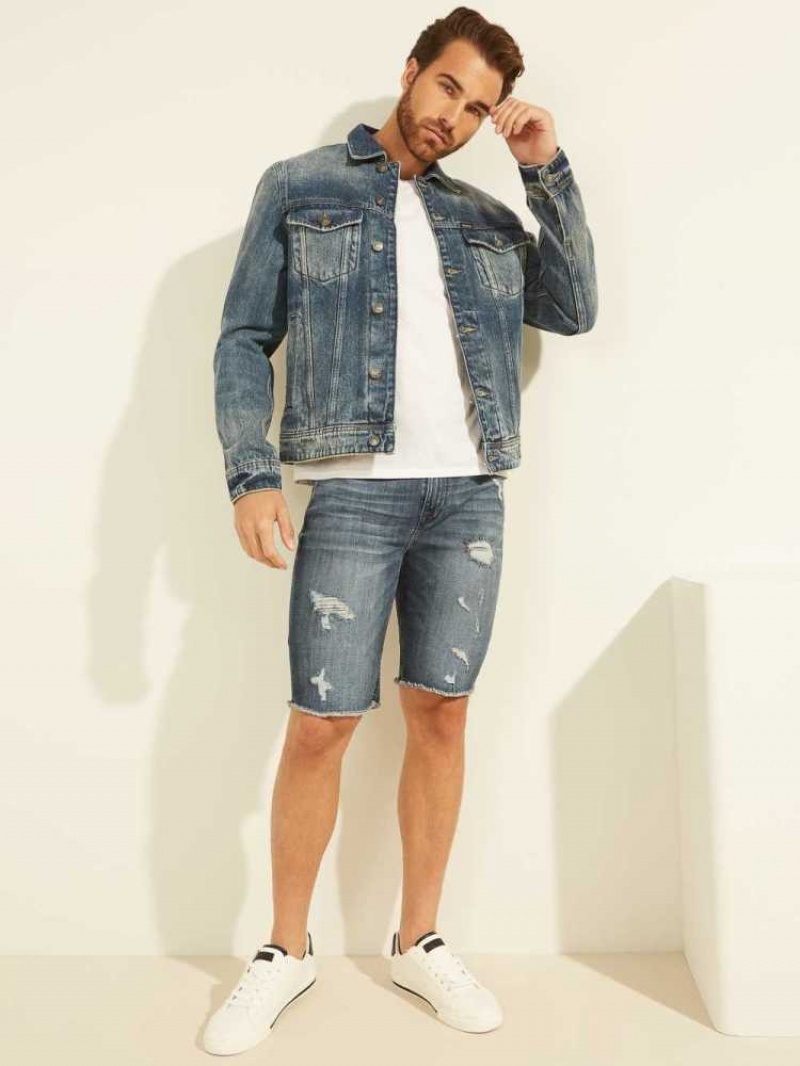 Short Guess Slim Denim Homme Bleu | 79830-KGEP