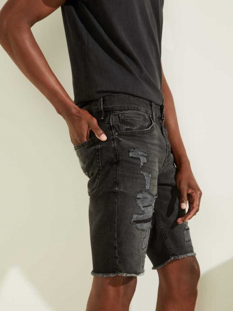 Short Guess Slim Denim Homme Grise Foncé Noir | 21786-VJKP