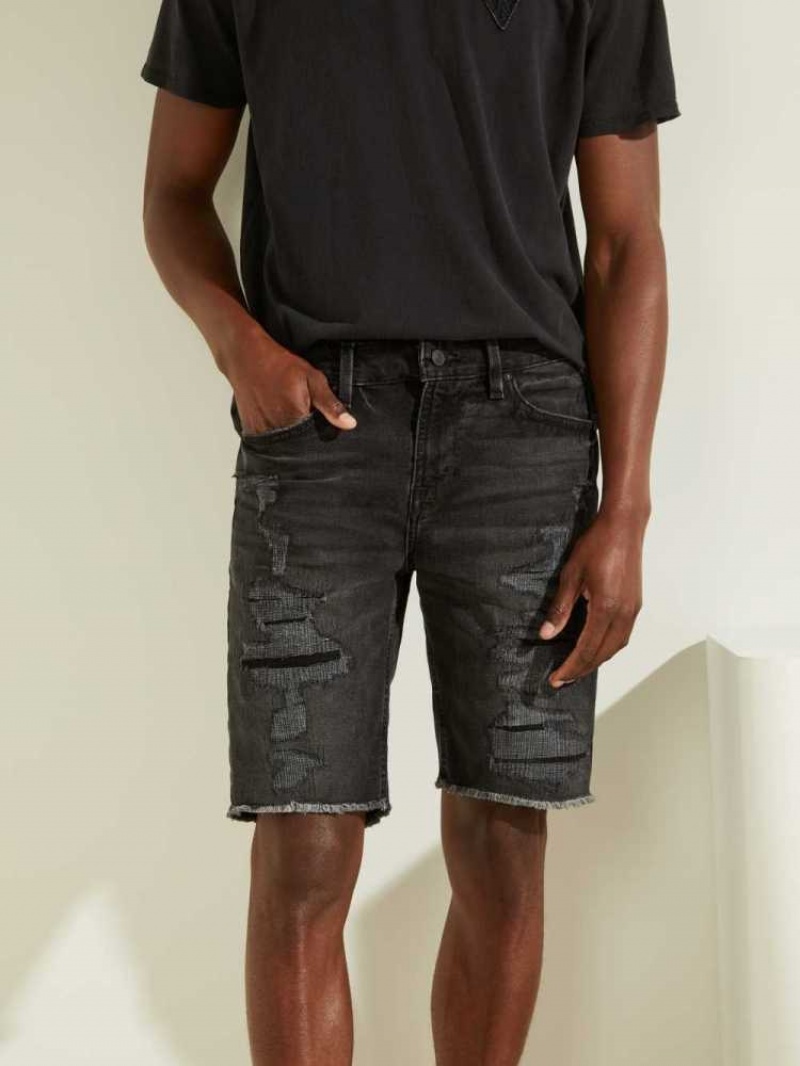 Short Guess Slim Denim Homme Grise Foncé Noir | 21786-VJKP