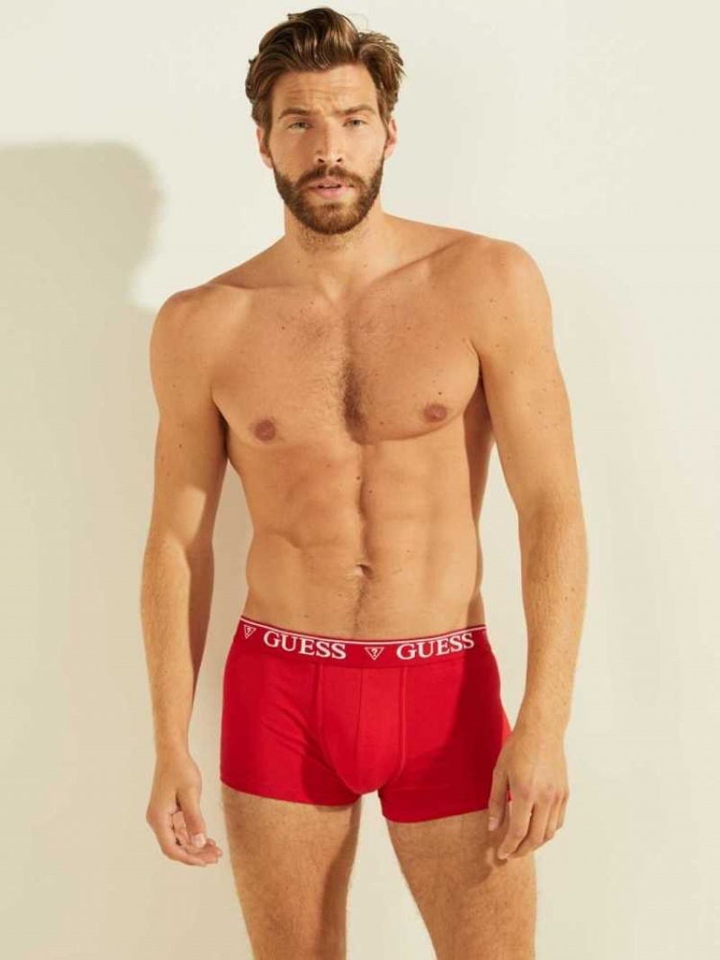 Sous Vêtement Guess Logo Band Boxer Briefs Homme Rouge | 35604-RBFO