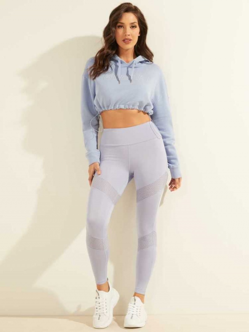 Sweat a Capuche Guess Eco Cropped Logo Femme Violette | 74816-MYXH