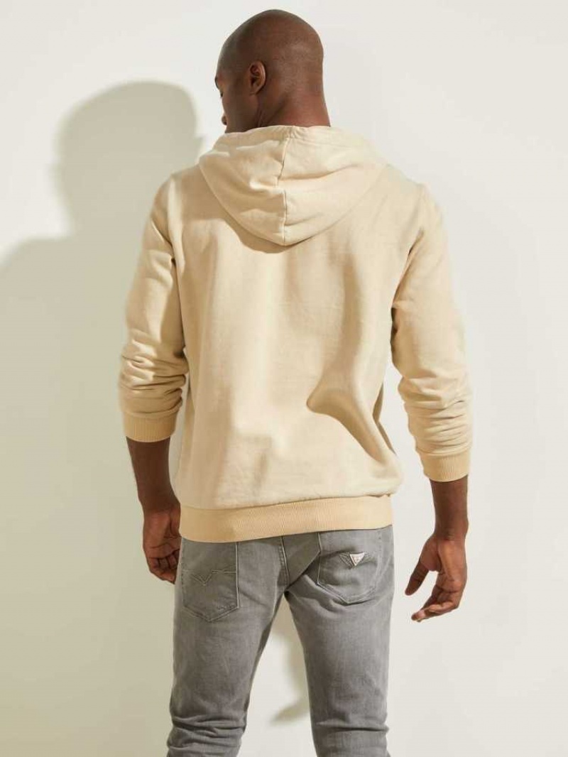 Sweat a Capuche Guess Eco Murray Logo Homme Beige | 73264-AITG