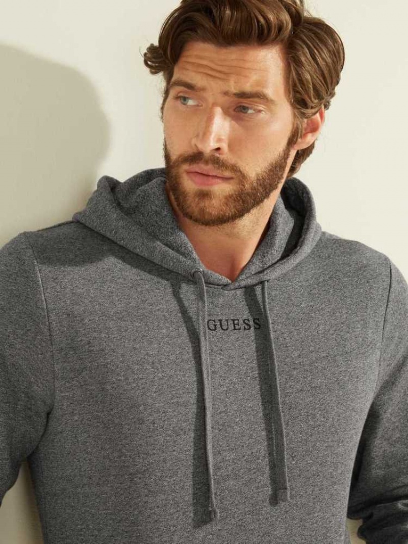 Sweat a Capuche Guess Eco Roy Embroidered Logo Homme Grise Foncé | 94158-UWRS