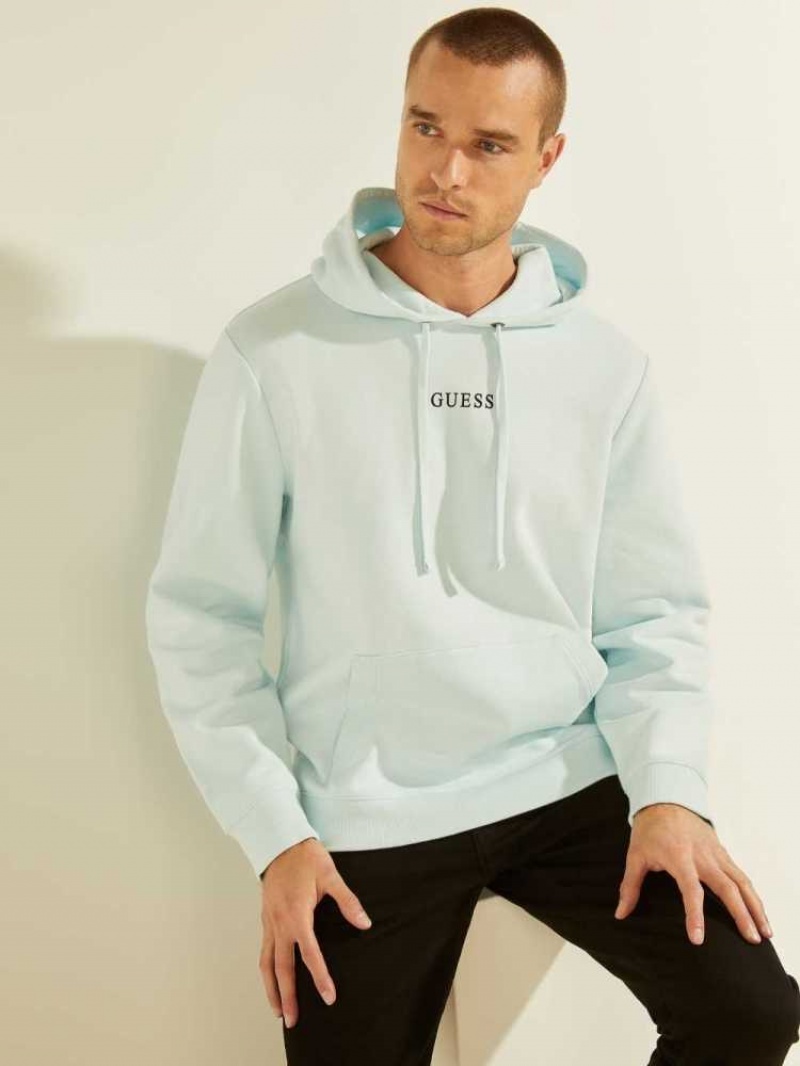 Sweat a Capuche Guess Eco Roy Embroidered Logo Homme Bleu | 15098-ZIAQ