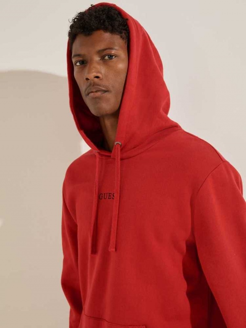 Sweat a Capuche Guess Eco Roy Embroidered Logo Homme Rouge | 76503-VEOW