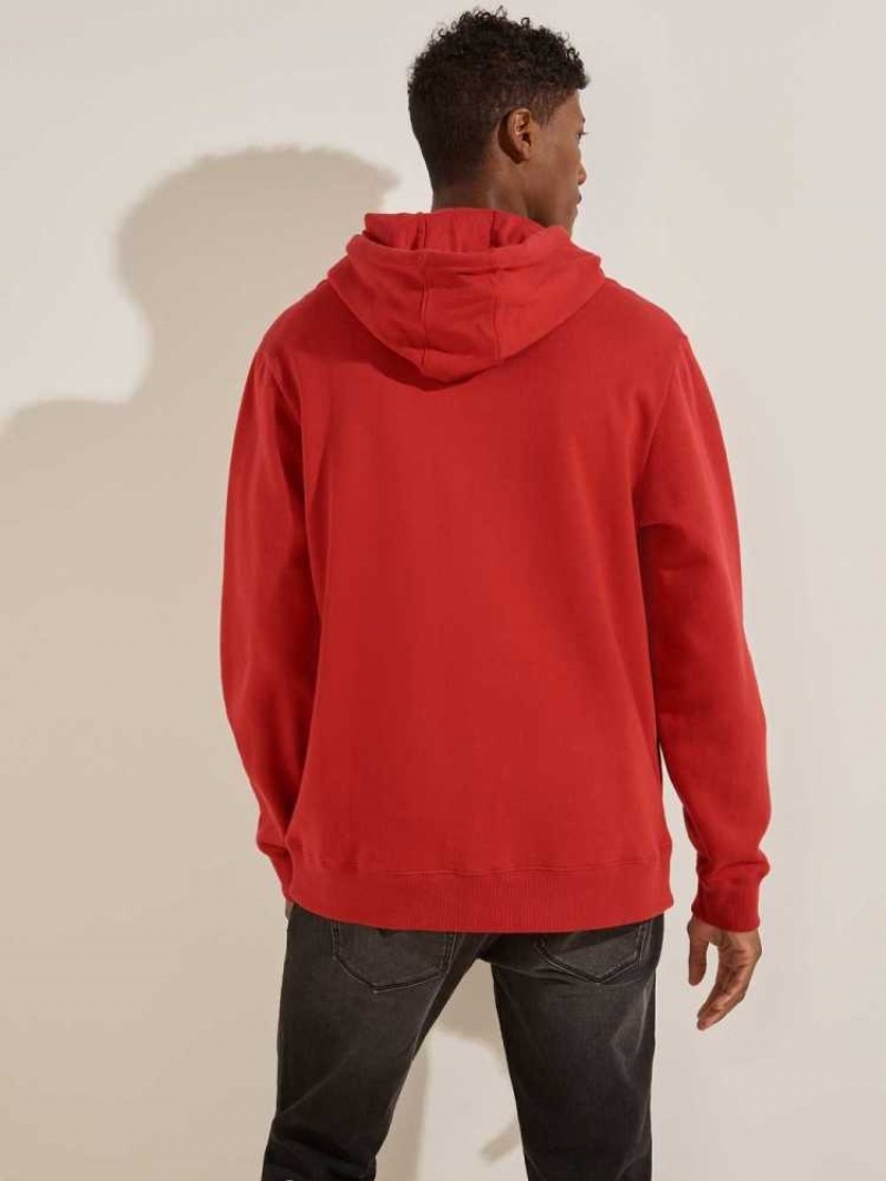 Sweat a Capuche Guess Eco Roy Embroidered Logo Homme Rouge | 76503-VEOW