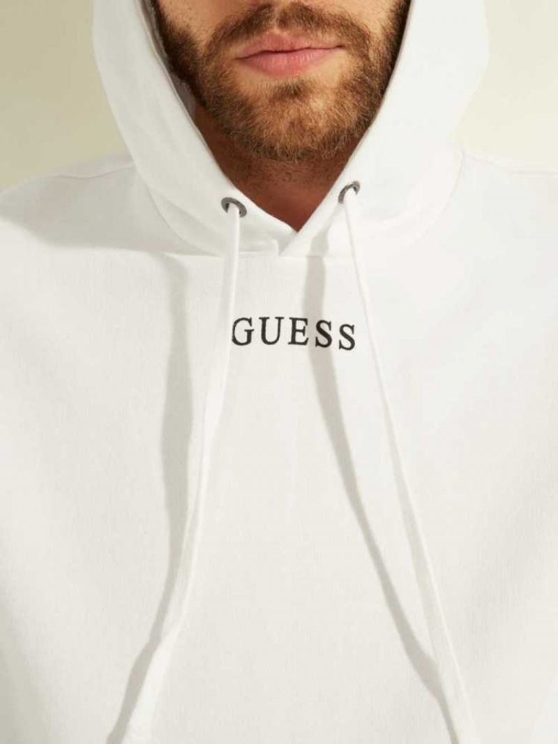 Sweat a Capuche Guess Eco Roy Embroidered Logo Homme Blanche | 59084-QRKP