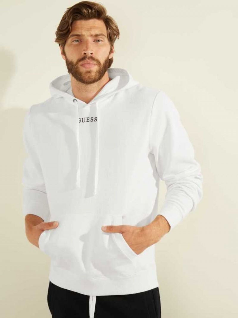 Sweat a Capuche Guess Eco Roy Embroidered Logo Homme Blanche | 59084-QRKP