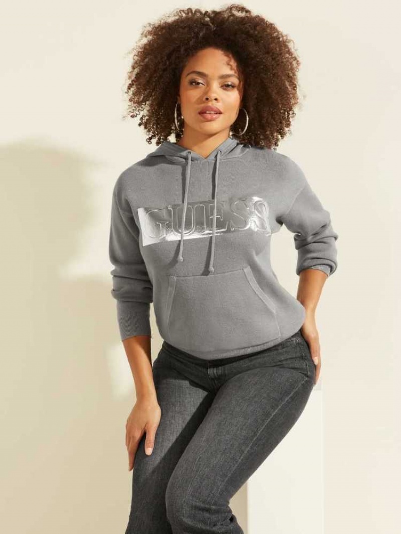 Sweat a Capuche Guess Gemma Femme Grise Foncé | 02684-WAIN