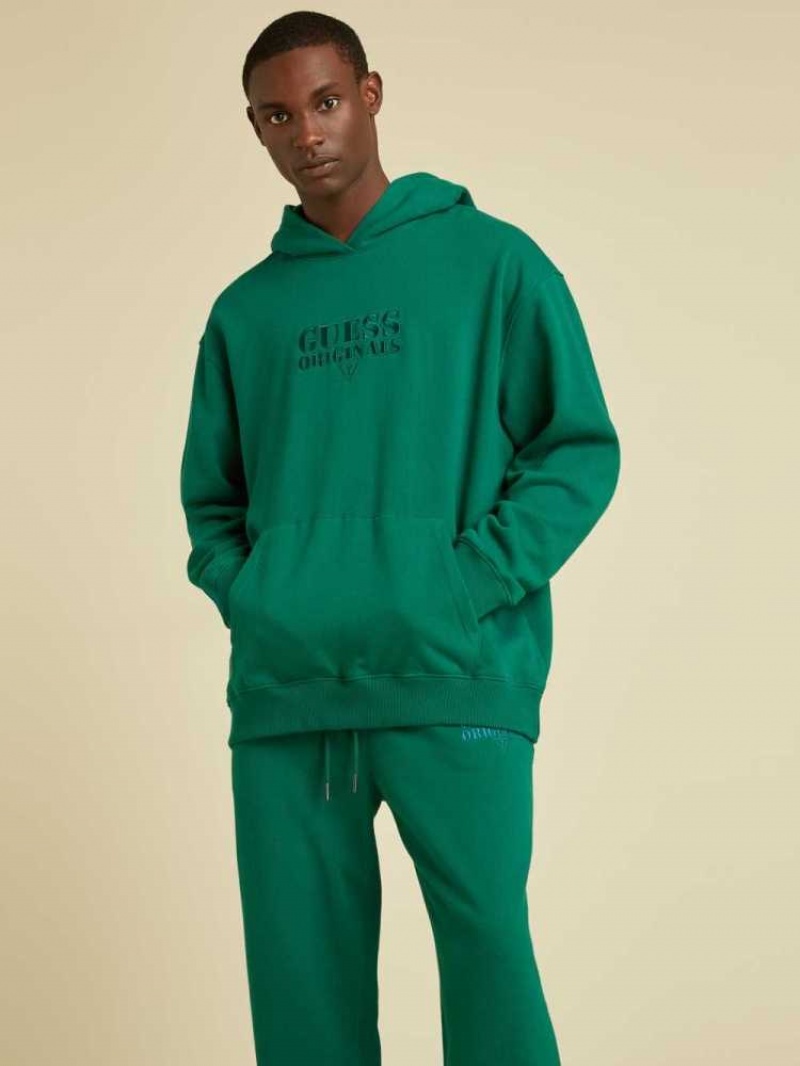 Sweat a Capuche Guess Originale Kit Logo Homme Vert | 78135-YOAV