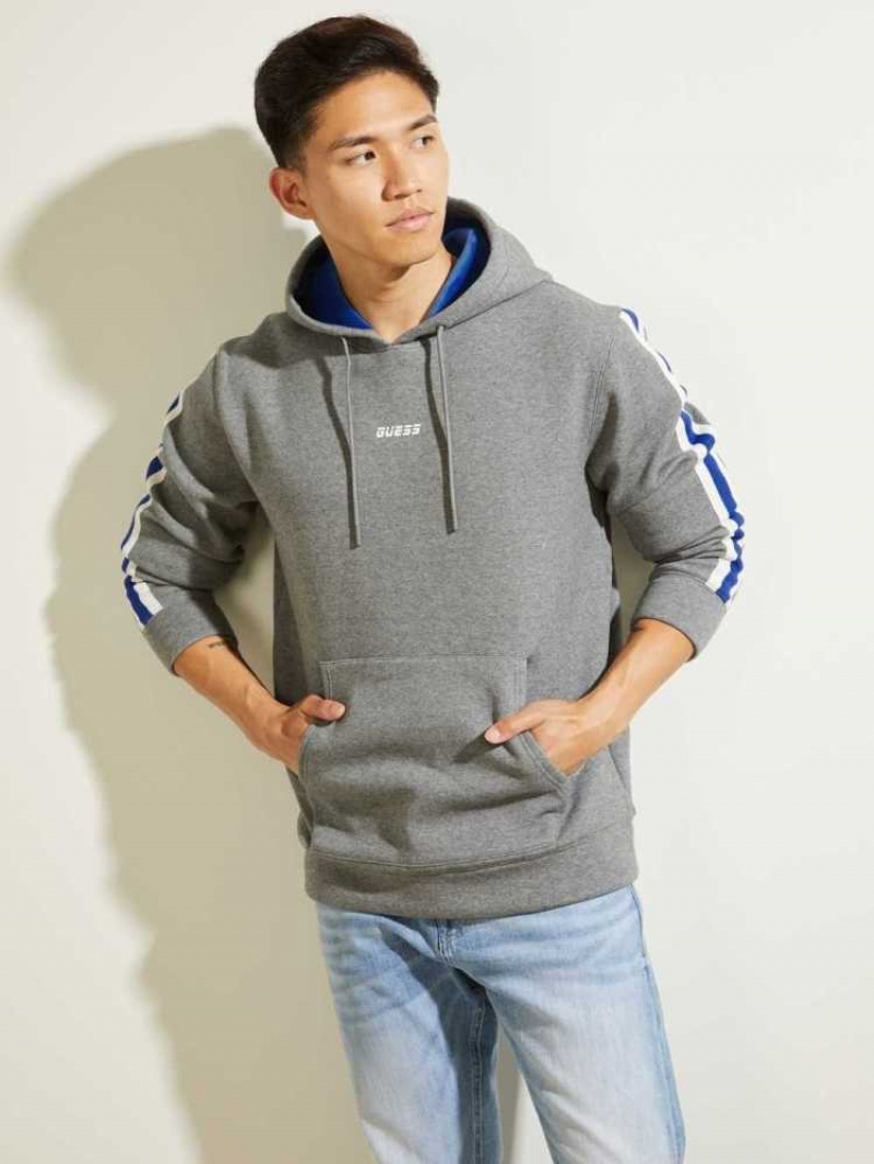 Sweat a Capuche Guess Side Stripe Homme Grise Clair | 12764-EWHQ