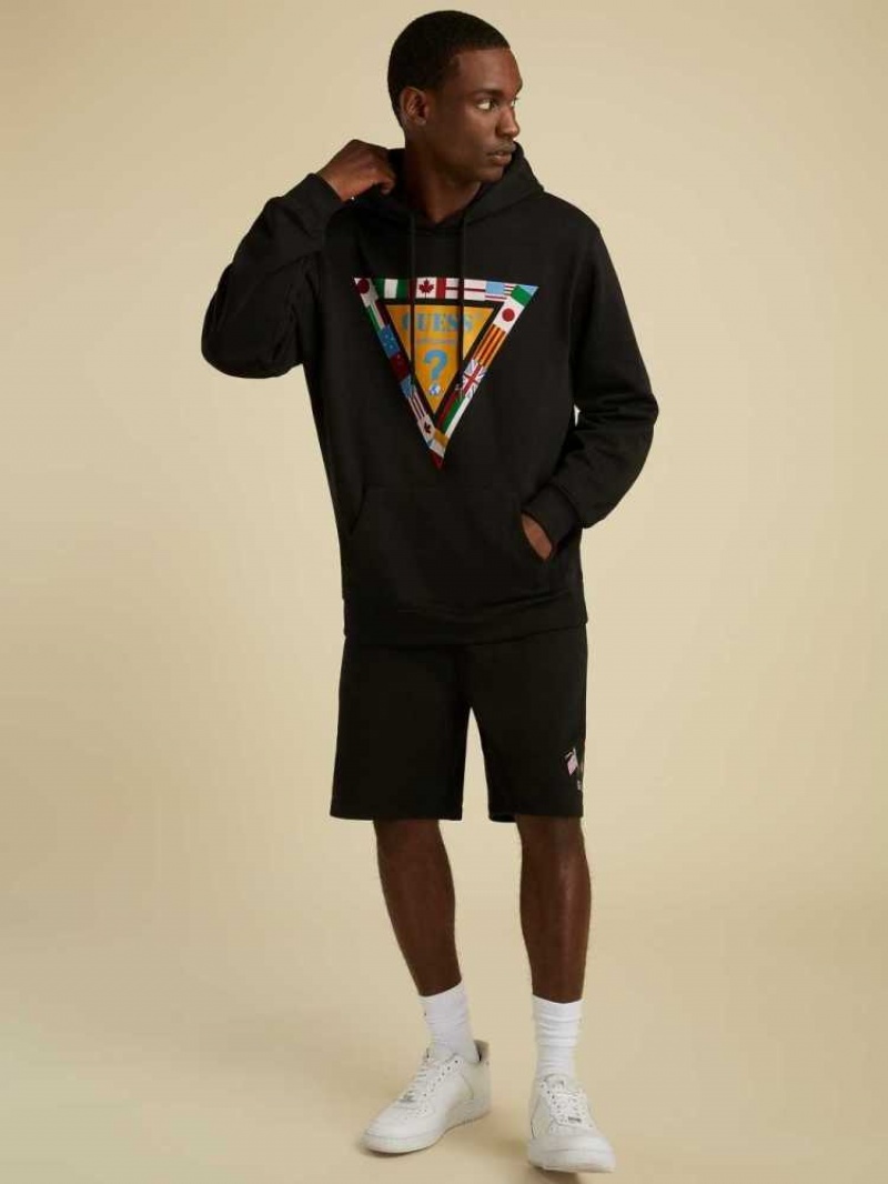 Sweat a Capuche Guess Summer Games Logo Homme Noir | 24573-ZOKD