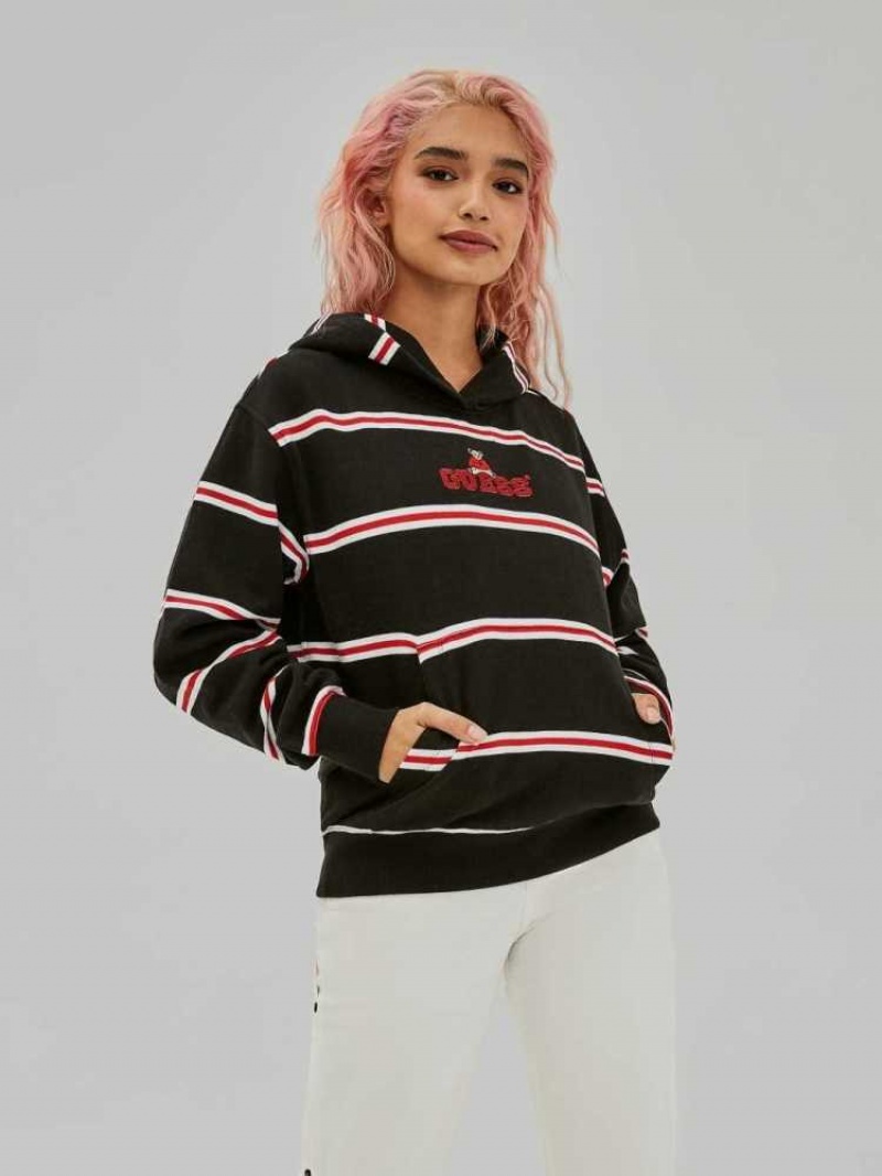 Sweat a Capuche Guess Yarndye Femme Noir Multicolore | 42537-YTED