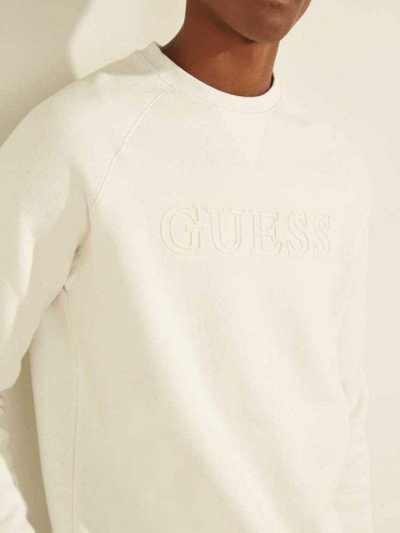 Sweatshirt Guess Aldwin Crewneck Homme Blanche | 69187-MBRF