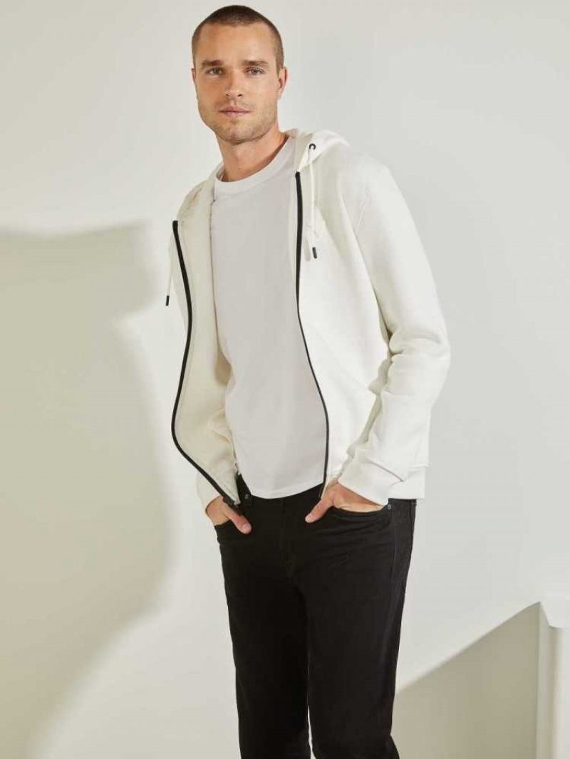 Sweatshirt Guess Eco Aldwin Zip-Up Homme Blanche | 98340-SLNU