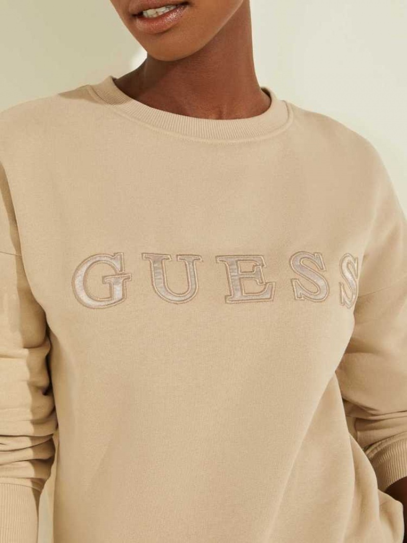 Sweatshirt Guess Eco Alene Logo Crewneck Femme Grise | 35709-WMBA