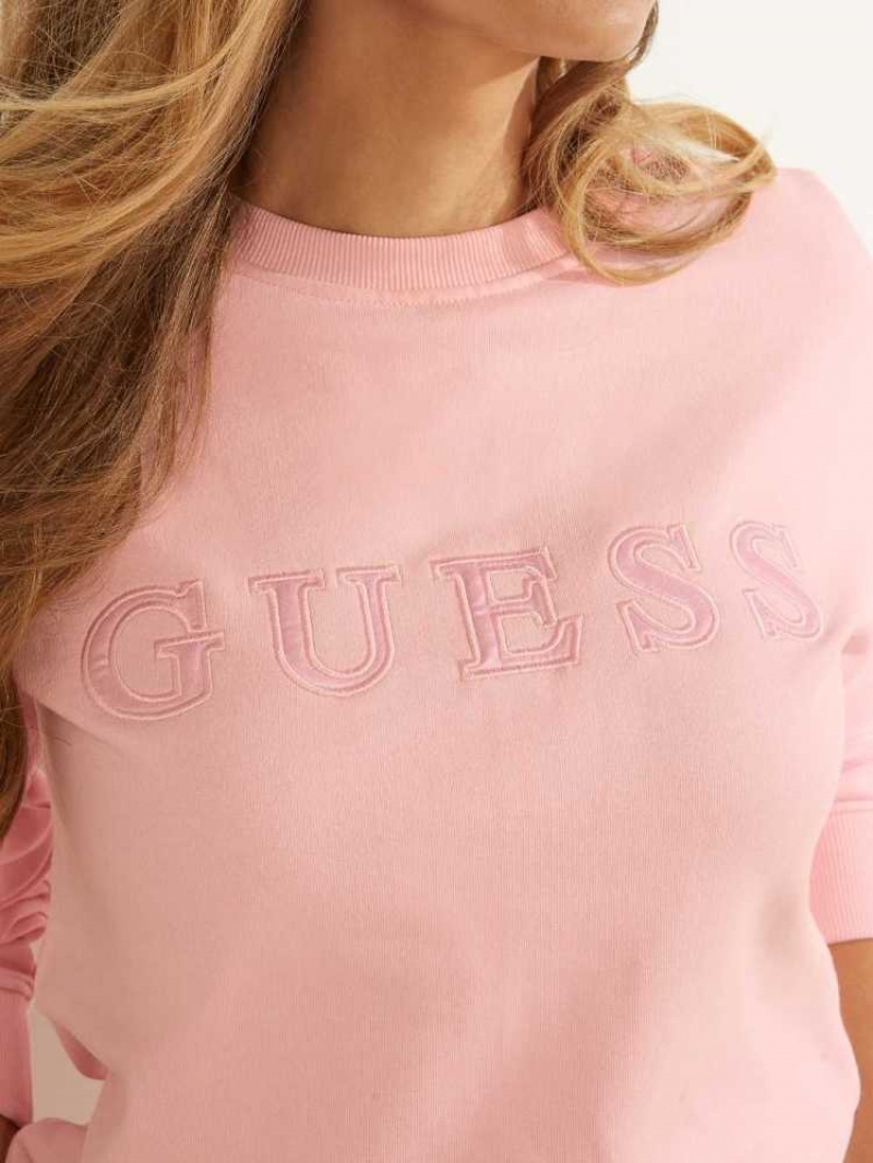 Sweatshirt Guess Eco Alene Logo Crewneck Femme Rose Clair | 93601-WTQD