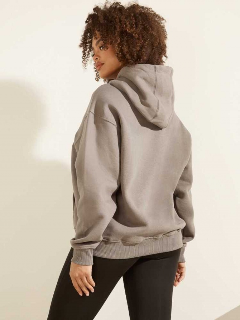 Sweatshirt Guess Eco Alisha Encapuchonné Femme Grise | 04387-ERFY