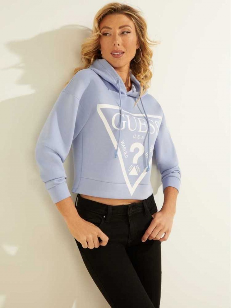 Sweatshirt Guess Eco Logo Encapuchonné Femme Violette | 45703-NZMP