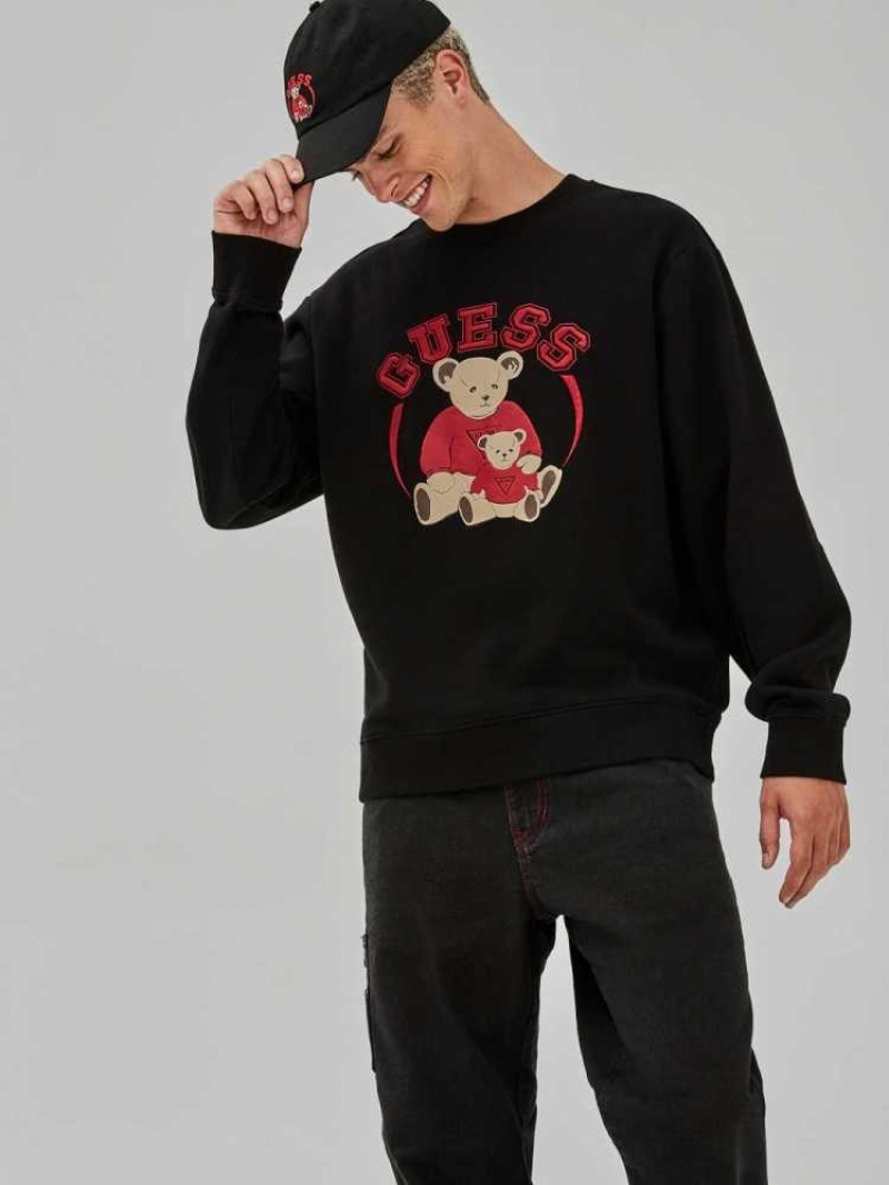 Sweatshirt Guess Originale Bear Crewneck Homme Noir | 16475-LVMR