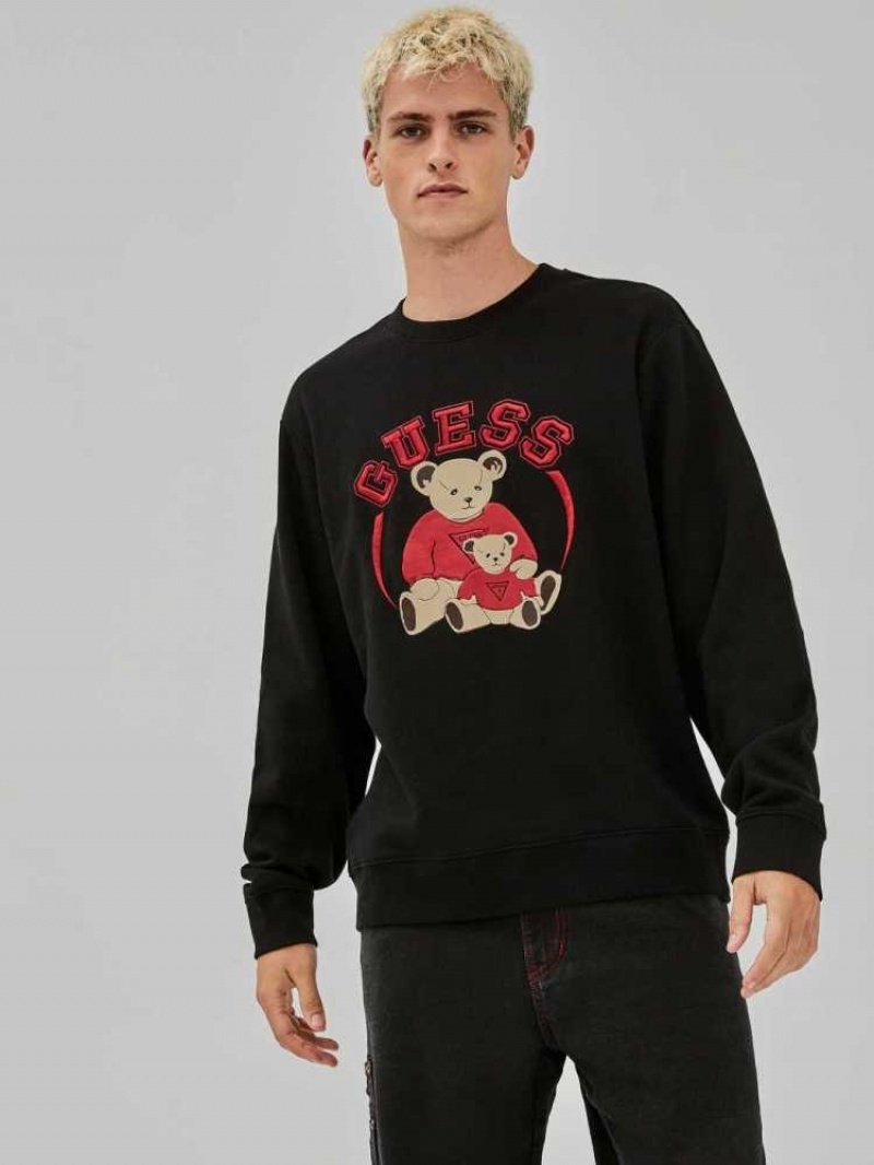 Sweatshirt Guess Originale Bear Crewneck Homme Noir | 16475-LVMR