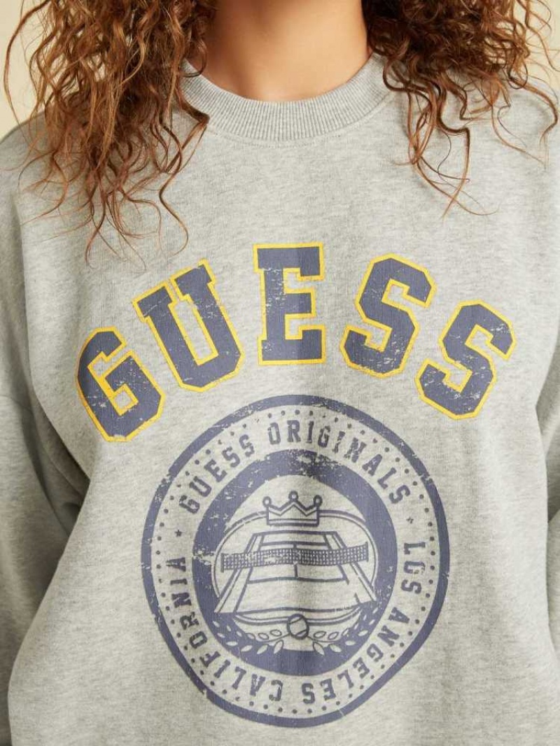 Sweatshirt Guess Originale Oversized Pullover Femme Grise Clair | 58406-FXNQ