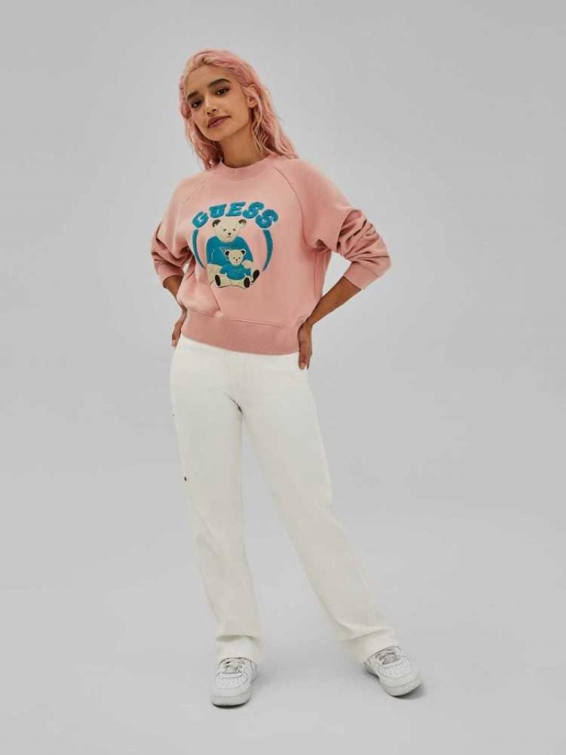 Sweatshirt Guess Spence Femme Rose | 06312-MXLQ