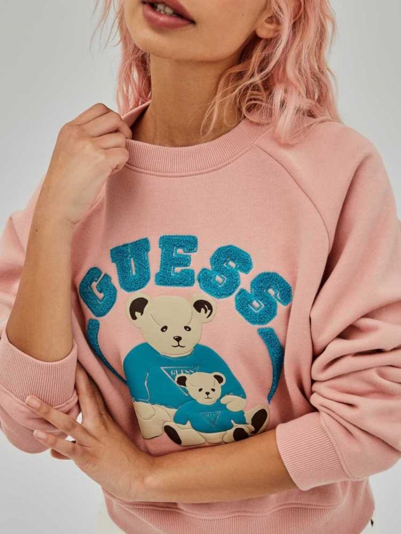 Sweatshirt Guess Spence Femme Rose | 06312-MXLQ