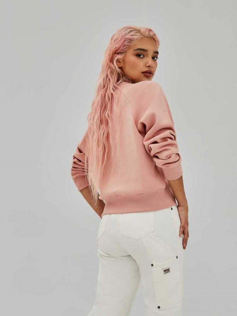 Sweatshirt Guess Spence Femme Rose | 06312-MXLQ