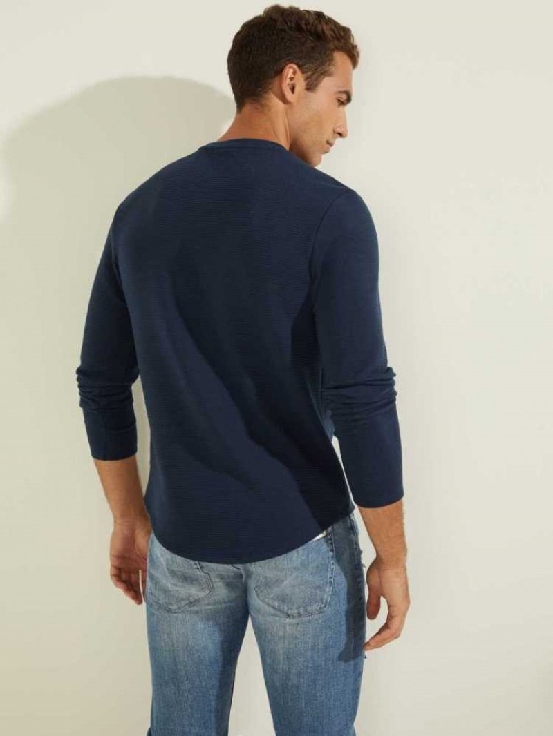 Sweatshirt Guess Textured Jersey Crewneck Homme Bleu | 50864-JRUT