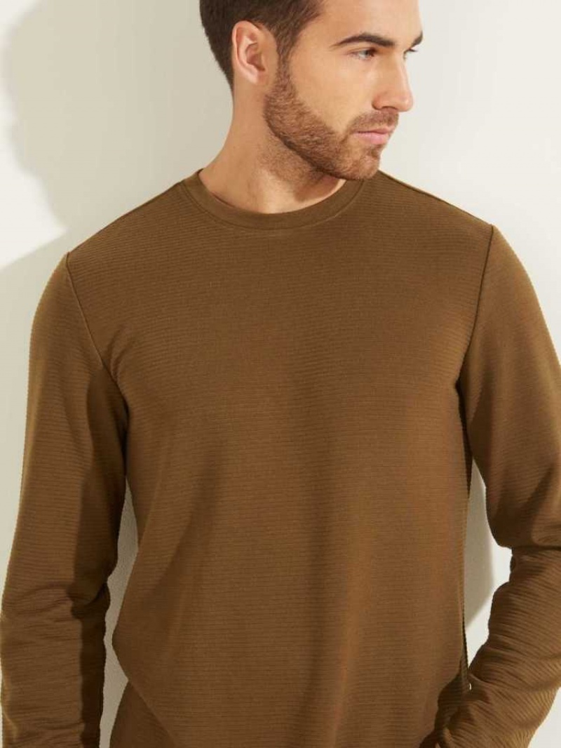 Sweatshirt Guess Textured Jersey Crewneck Homme Vert | 69812-IJGR