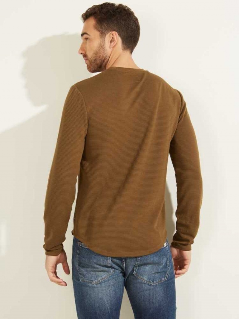 Sweatshirt Guess Textured Jersey Crewneck Homme Vert | 69812-IJGR